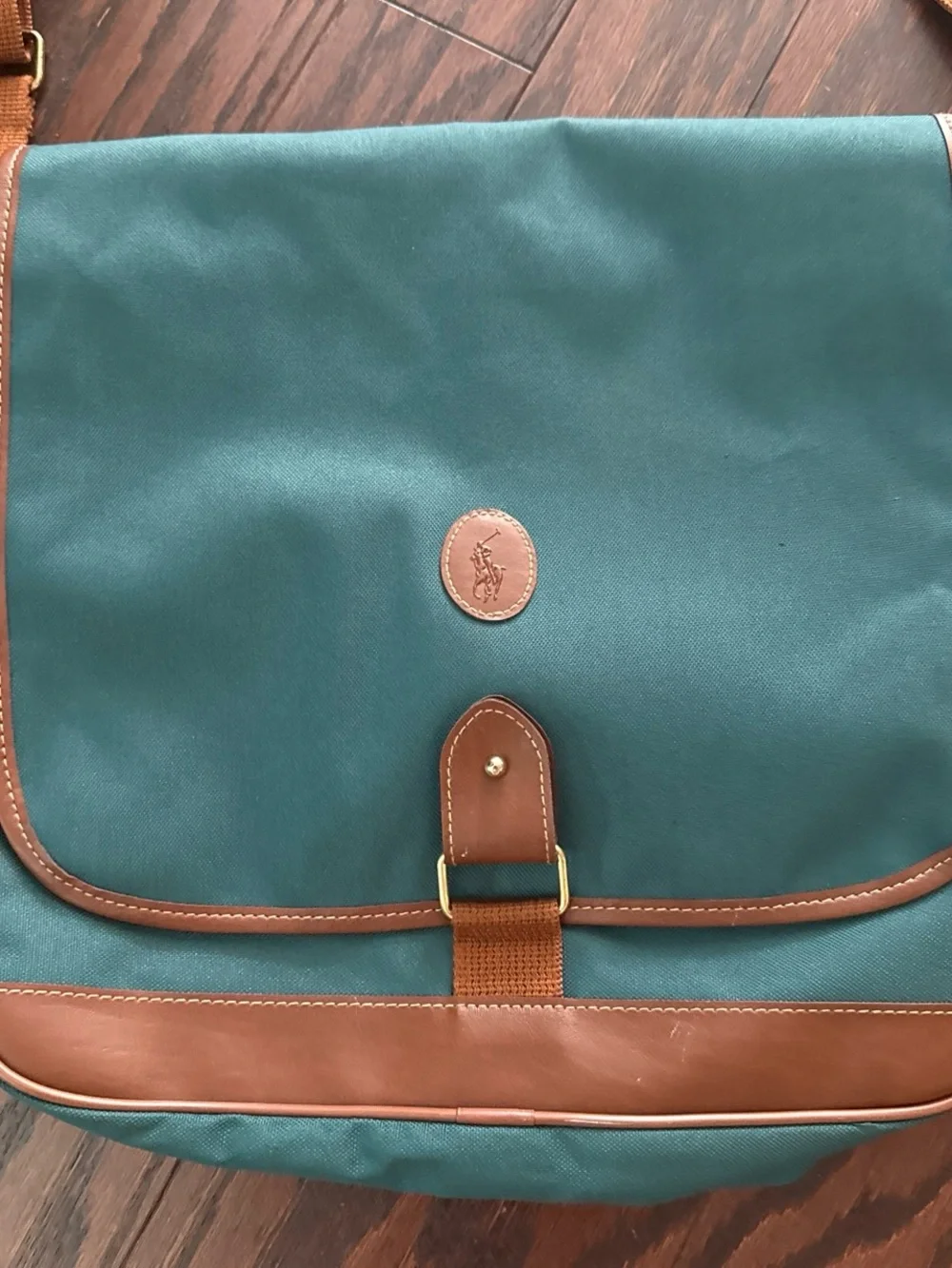 Vintage Ralph Lauren polo green Canvas Messenger Crossbody bag travel preppy
